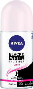 Desodorante Roll-On Feminino Nivea Black & White Invisible Clear Antimanchas Brancas+Amarelas 50ml
