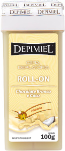 Cera Depilatória Depimiel Corporal Roll-On Chocolate Branco Ideal P/ Peles Delicadas 100g