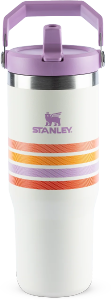 Garrafa Térmica Flip Straw Varsity 887ml Cream Lilac Stripes Stanley Ref 8484