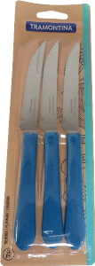 Conjunto De Facas Churrasco Leme Aço Inox Cabo Plástico Azul Oceano 3 Peças Tramontina Ref 23180/394