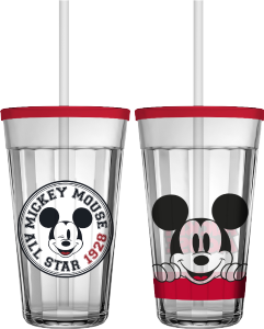 Copo Americano Mickey C/Tampa E Canudo 450ml 12 Peças Nadir Ref 2910