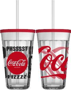Copo Americano Coca-Cola C/Tampa E Canudo 450ml 12 Peças Nadir Ref 2910