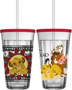 Copo Americano Rei Leão C/Tampa E Canudo 450ml 12 Peças Nadir Ref 2910