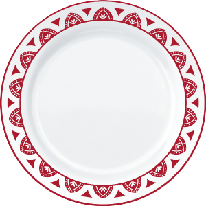 Prato Opaline Menu Fundo Decorado Vermelho Ø23cm 24 Unidades Nadir Ref 5843