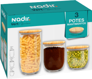 Conjunto Potes Vert Bamboo C/ Tampa Hermética Bamboo 3 Peças Nadir Ref 1672