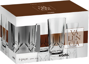 Conjunto De Copos Valencia Long Drink 395ml 6 Unidades Nadir Ref 2o055