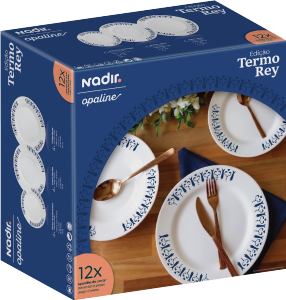 Aparelho De Jantar Opaline Menu Termo Ray Azul 12 Peças Nadir Ref 1753