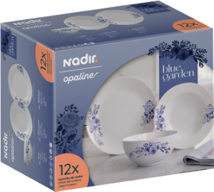 Aparelho De Jantar Opaline Decorado Azul 12 Peças Nadir Ref 1681