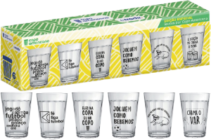 Conjunto De Copo Americano Loucos Por Copo 190ml Decorado 6 Unidades Nadir Ref 2010