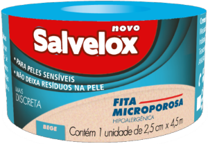 Fita Microporosa Salvelox Hipoalergênica P/ Peles Sensíveis 2,5cm X 4,5m Branca