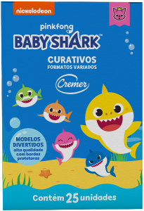 Curativos Cremer Baby Shark C/ Bordas Protetoras 25 Unidades