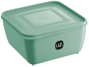 Pote Quadrado Multiuso C/ Tampa 2,5l (C19,5x L19,5x A10,20cm) Verde Uz Ref Uz287-Vem