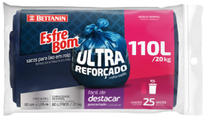 Saco De Lixo Esfrebom Ultra Reforçado 110l Azul C/ 25 Unidades Bettanin Ref 348