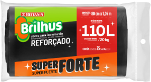 Saco Para Lixo Brilhus Super Forte Em Rolo 110l Preto C/ 25 Unidades Bettanin Ref 2097