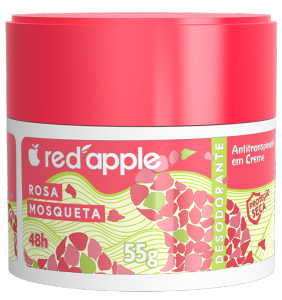 Creme Desodorante Red Apple Rosa Mosqueta Proteção Seca Antitranspirante S/ Álcool 48h 55g