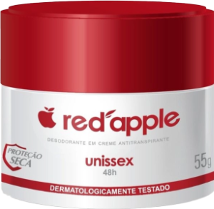 Creme Desodorante Red Apple Unissex Proteção Seca Antitranspirante S/ Álcool 48h 55g
