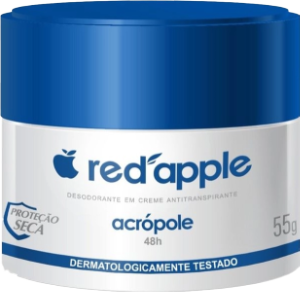 Creme Desodorante Red Apple Acrópole Proteção Seca Antitranspirante S/ Álcool 48h 55g