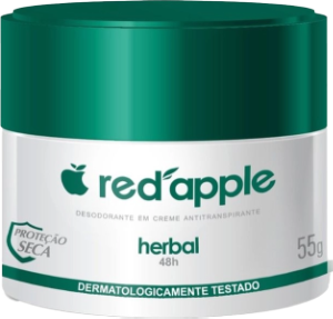 Creme Desodorante Red Apple Herbal Proteção Seca Antitranspirante S/ Álcool 48h 55g