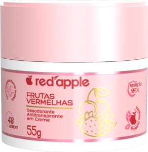 Creme Desodorante Red Apple Frutas Vermelhas Proteção Seca Antitranspirante S/ Álcool 48h 55g