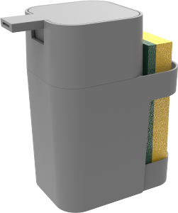 Dispenser De Pia Plástico Quadrado Porta-Esponja C/ Escorredor Cinza Soprano Ref 0148/68