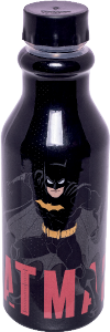 Garrafa Batman Retrô Plástico Tampa Rosca C/ Cordão 500ml Preto Plasútil Ref 8975
