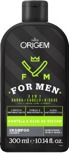 Shampoo Nazca Origem For Men 3 Em 1 Barba, Cabelo, Bigode 300ml