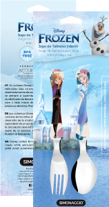 Conjunto De Talheres Kids Frozen Inox Cabo Plástico Decorado 2 Peças Simonaggio Ref Dk900/2-Fr01