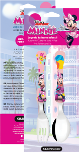 Conjunto De Talheres Kids Minnie Inox Cabo Plástico Decorado 2 Peças Simonaggio Ref Dk900/2-Mn01