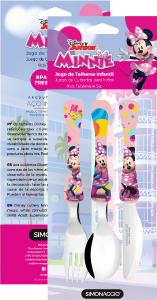 Conjunto De Talheres Kids Minnie Inox Cabo Plástico Decorado 3 Peças Simonaggio Ref Dk900/3-Mn01