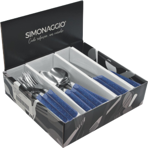 Conjunto De Talheres Glow Aço Inoxidável Cabo Plástico Azul 80 Peças Simonaggio Ref 1436089008701