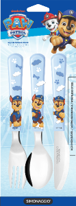 Conjunto Kids Patrulha Canina Chase De Talheres Inox Cabo Plástico 3 Peças Simonaggio