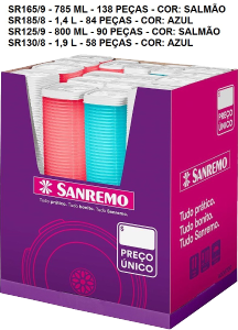 Feirinha Potes Plástico Transparente Cores Sortidas 370 Unidades Sanremo Ref 10/35