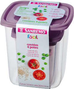 Conjunto De Mantimentos Fácil Lavanda 4 Peças Sanremo Ref Sr148/6c