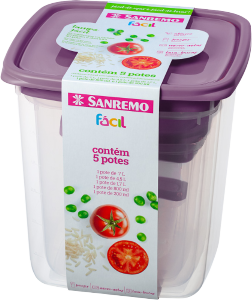 Conjunto De Mantimentos Fácil Lavanda 5 Peças Sanremo Ref Sr149/6c