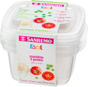 Conjunto De Potes Quadrado Fácil 800ml Cristal C/ 3 Unidades Sanremo Ref Sr125/3c10