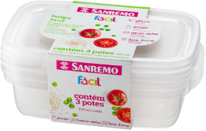 Conjunto De Potes Retangular Fácil 785ml Cristal C/ 3 Unidades Sanremo Ref Sr165/3c10