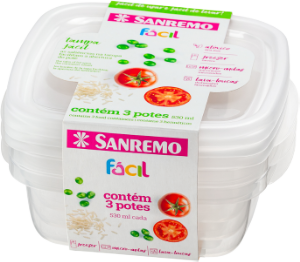 Conjunto De Potes Quadrado Fácil 530ml Cristal C/ 3 Unidades Sanremo Ref Sr124/3c10