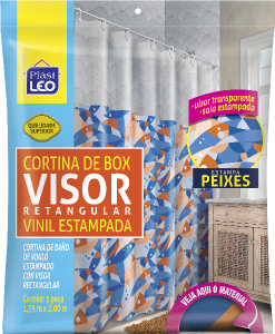 Cortina Box Vinil Visor Retangular (1,35x2,00m) Peixes Plast Leo Ref 623-O