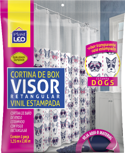 Cortina Box Vinil Visor Retangular (1,35x2,00m) Dogs Plast Leo Ref 623-G
