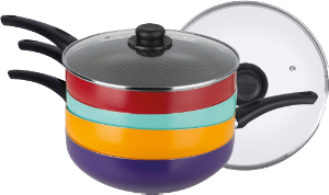 Conjunto De 4 Frigideiras Wok C/ Tampa De Vidro 28cm Cores Sortidas Multiflon Ref 77828