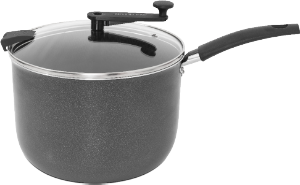 Pipoqueira De Alumínio Antiaderente Cabo Fixo C/ Tampa De Vidro 5,6l Ø22cm Preta Multiflon Ref 55322