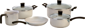 Conjunto De Panelas Ekó Aluminio Antiaderente Bege 5 Peças Multiflon Ref 40083