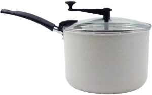 Pipoqueira De Alumínio Antiaderente Cabo Fixo C/ Tampa De Vidro 5,6l Bege Multiflon Ref 83320