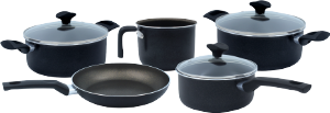 Conjunto De Panelas Petra+ Aluminio Antiaderente Preta 5 Peças Multiflon Ref 40087