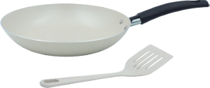 Frigideira Gourmet Aluminio Antiaderente C/ Espátula Ø24cm Bege Multiflon Ref 83724