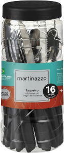 Piemonte Faqueiro C/ Pote Cabo Plástico Preto 16 Peças Martinazzo Ref 20516/5