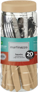Piemonte Faqueiro C/ Pote Cabo Plástico Bege 20 Peças Martinazzo Ref 20520/1