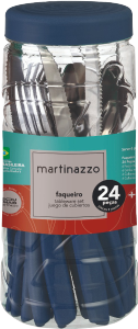 Piemonte Faqueiro C/ Pote Cabo Plástico Azul 24 Peças Martinazzo Ref 20524/2