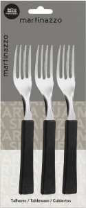 Una Conjunto De Garfos Cabo Plástico Preto 3 Peças Martinazzo Ref 83310/5