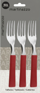 Una Conjunto De Garfos Cabo Plástico Vermelho 3 Peças Martinazzo Ref 83310/8